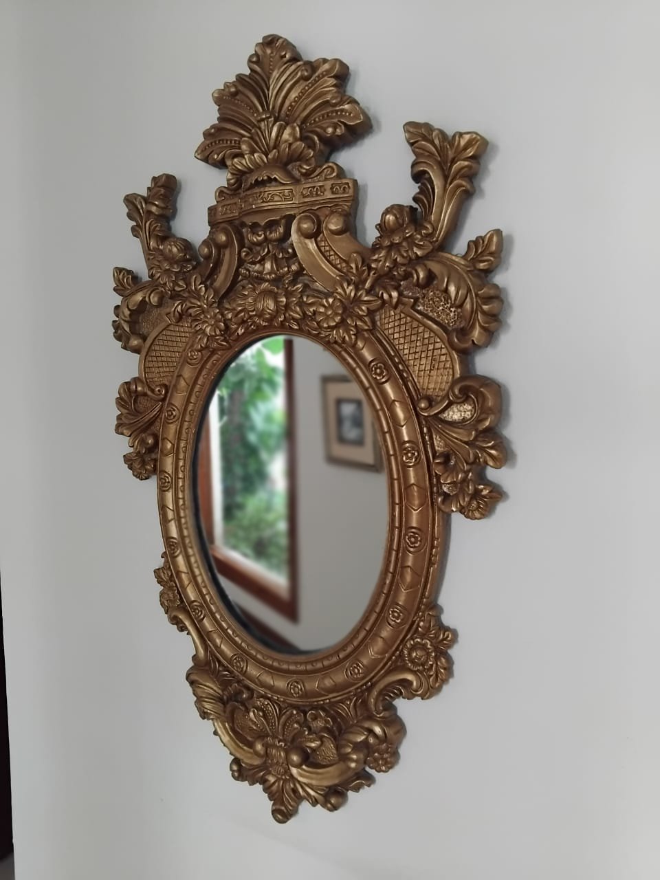 Ornate Gold Framed Oval Wall Mirror - SoUnique.PK